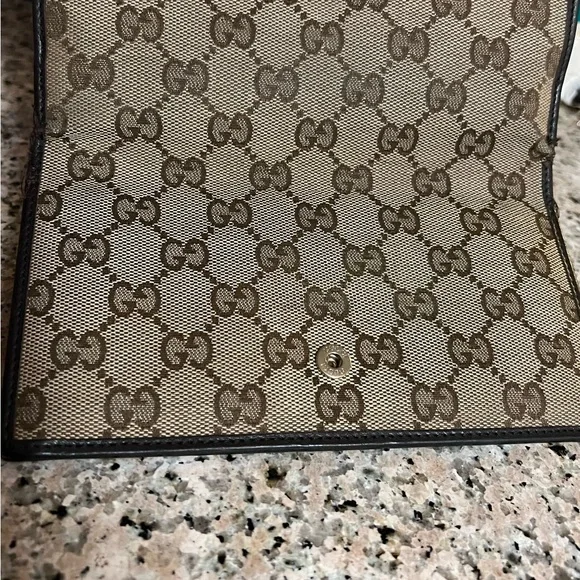 Gucci Brown Monogram Wallet with Gold Accents - Picture 6 of 10